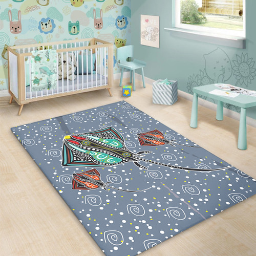 Australia Aboriginal Area Rug - Stingray Art In Aboriginal Dot Style Inspired Area Rug Australia Aboriginal Area Rug - Stingray Art In Aboriginal Dot Style Inspired Area Rug