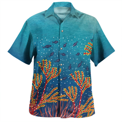 Australia Aboriginal Hawaiian Shirt - Underwater Aboriginal Art Inspired Hawaiian Shirt