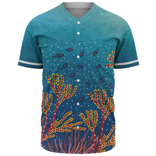 Australia Aboriginal Baseball Shirt - Underwater Aboriginal Art Inspired Baseball Shirt