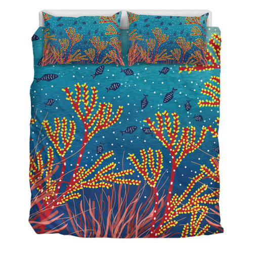 Australia Aboriginal Bedding Set - Underwater Aboriginal Art Inspired Bedding Set Australia Aboriginal Bedding Set - Underwater Aboriginal Art Inspired Bedding Set