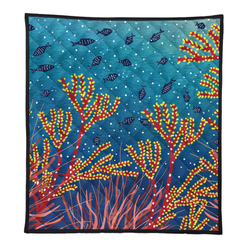 Australia Aboriginal Quilt - Underwater Aboriginal Art Inspired Quilt Australia Aboriginal Quilt - Underwater Aboriginal Art Inspired Quilt