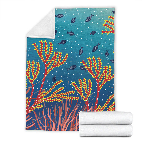 Australia Aboriginal Blanket - Underwater Aboriginal Art Inspired Blanket Australia Aboriginal Blanket - Underwater Aboriginal Art Inspired Blanket