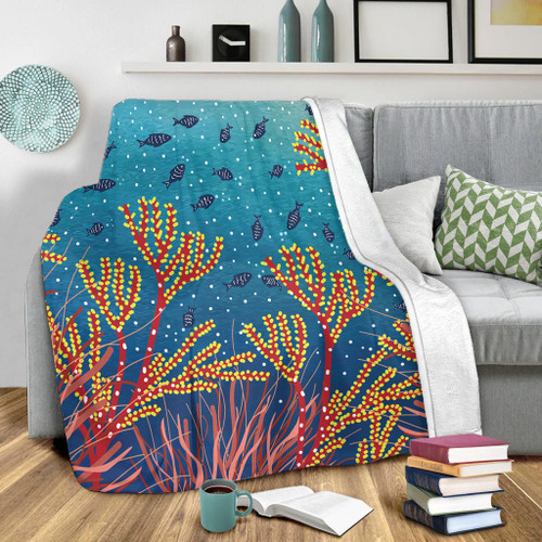 Australia Aboriginal Blanket - Underwater Aboriginal Art Inspired Blanket Australia Aboriginal Blanket - Underwater Aboriginal Art Inspired Blanket