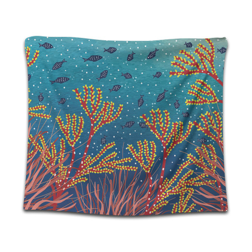 Australia Aboriginal Tapestry - Underwater Aboriginal Art Inspired Tapestry Australia Aboriginal Tapestry - Underwater Aboriginal Art Inspired Tapestry