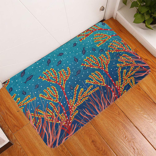 Australia Aboriginal Door Mat - Underwater Aboriginal Art Inspired Door Mat Australia Aboriginal Door Mat - Underwater Aboriginal Art Inspired Door Mat