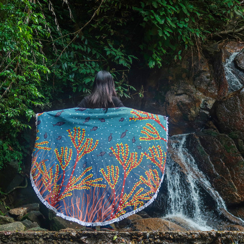 Australia Aboriginal Beach Blanket - Underwater Aboriginal Art Inspired Beach Blanket Australia Aboriginal Beach Blanket - Underwater Aboriginal Art Inspired Beach Blanket