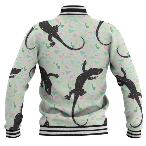 Australia Goanna Baseball Jacket - Aboriginal Goanna Dot Art Colorful Inspired  Baseball Jacket Australia Goanna Baseball Jacket - Aboriginal Goanna Dot Art Colorful Inspired  Baseball Jacket