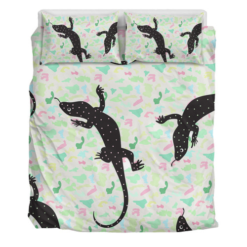 Australia Goanna Bedding Set - Aboriginal Goanna Dot Art Colorful Inspired  Bedding Set Australia Goanna Bedding Set - Aboriginal Goanna Dot Art Colorful Inspired  Bedding Set