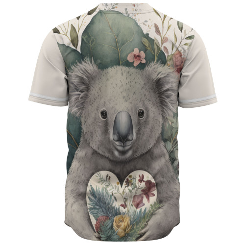 Australia Koala Baseball Shirt -  Koala Holding A Heart Adorned With Flowers Baseball Shirt Australia Koala Baseball Shirt -  Koala Holding A Heart Adorned With Flowers Baseball Shirt