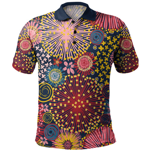 Australia Blooming Bright Flowers Polo Shirt - Blooming Bright Flowers Meadow Seamless Art Inspired Polo Shirt