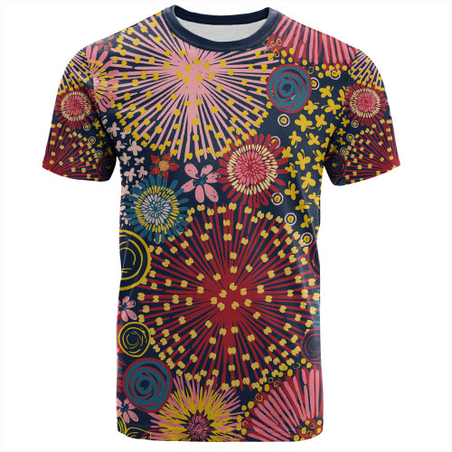Australia Blooming Bright Flowers T-shirt - Blooming Bright Flowers Meadow Seamless Art Inspired T-shirt