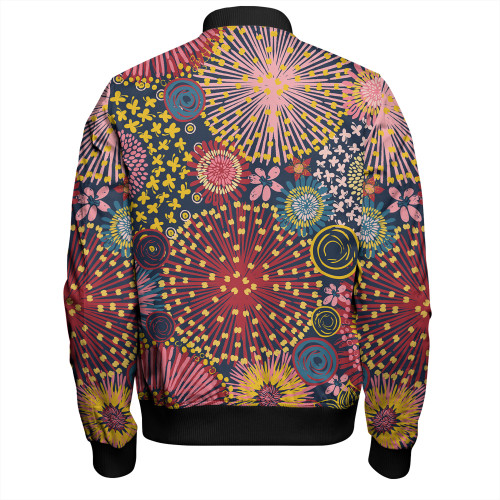 Australia Blooming Bright Flowers Bomber Jacket - Blooming Bright Flowers Meadow Seamless Art Inspired Bomber Jacket Australia Blooming Bright Flowers Bomber Jacket - Blooming Bright Flowers Meadow Seamless Art Inspired Bomber Jacket