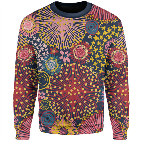 Australia Blooming Bright Flowers Sweatshirt - Blooming Bright Flowers Meadow Seamless Art Inspired Sweatshirt
