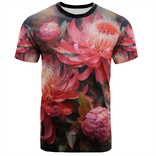 Australia Waratah T-shirt - Waratah Oil Painting Abstract Ver1 T-shirt