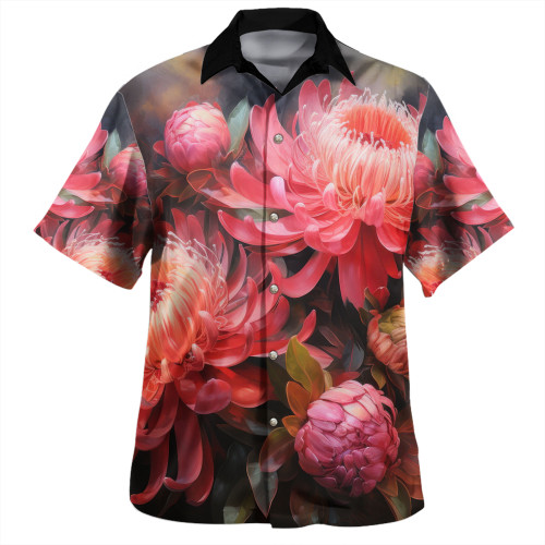 Australia Waratah Hawaiian Shirt - Waratah Oil Painting Abstract Ver1 Hawaiian Shirt