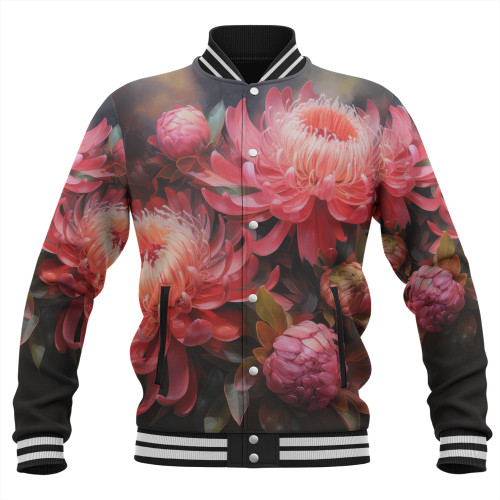 Australia Waratah Baseball Jacket - Waratah Oil Painting Abstract Ver1 Baseball Jacket