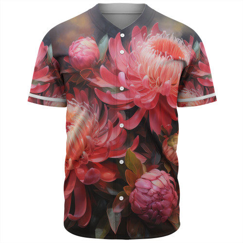 Australia Waratah Baseball Shirt - Waratah Oil Painting Abstract Ver1 Baseball Shirt