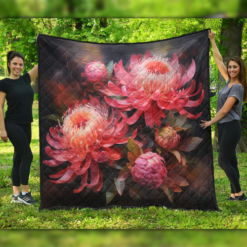 Australia Waratah Quilt - Waratah Oil Painting Abstract Ver1 Quilt Australia Waratah Quilt - Waratah Oil Painting Abstract Ver1 Quilt