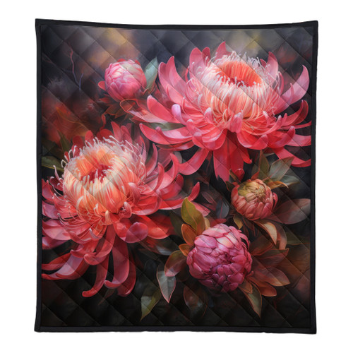 Australia Waratah Quilt - Waratah Oil Painting Abstract Ver1 Quilt Australia Waratah Quilt - Waratah Oil Painting Abstract Ver1 Quilt