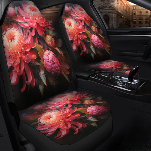 Australia Waratah Car Seat Covers - Waratah Oil Painting Abstract Ver1 Car Seat Covers