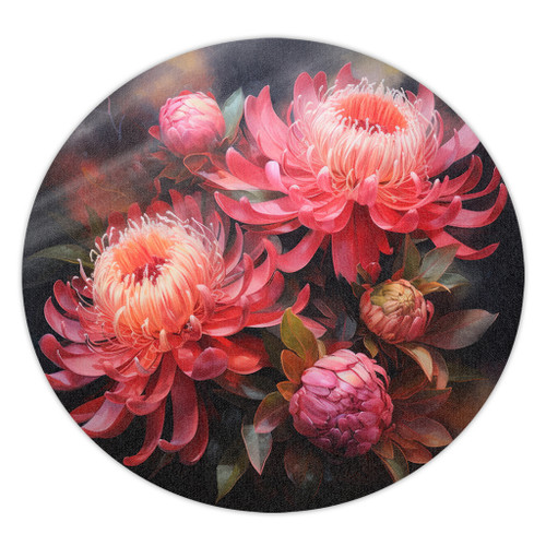Australia Waratah Round Rug - Waratah Oil Painting Abstract Ver1 Round Rug Australia Waratah Round Rug - Waratah Oil Painting Abstract Ver1 Round Rug