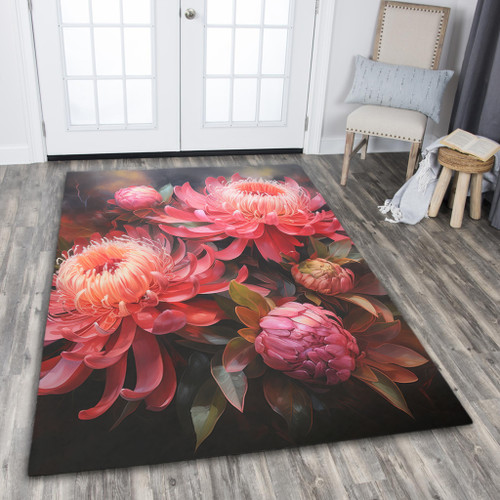 Australia Waratah Area Rug - Waratah Oil Painting Abstract Ver1 Area Rug