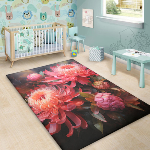 Australia Waratah Area Rug - Waratah Oil Painting Abstract Ver1 Area Rug Australia Waratah Area Rug - Waratah Oil Painting Abstract Ver1 Area Rug