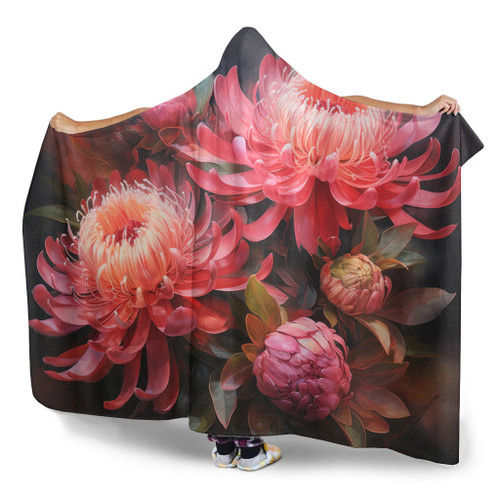Australia Waratah Hooded Blanket - Waratah Oil Painting Abstract Ver1 Hooded Blanket Australia Waratah Hooded Blanket - Waratah Oil Painting Abstract Ver1 Hooded Blanket