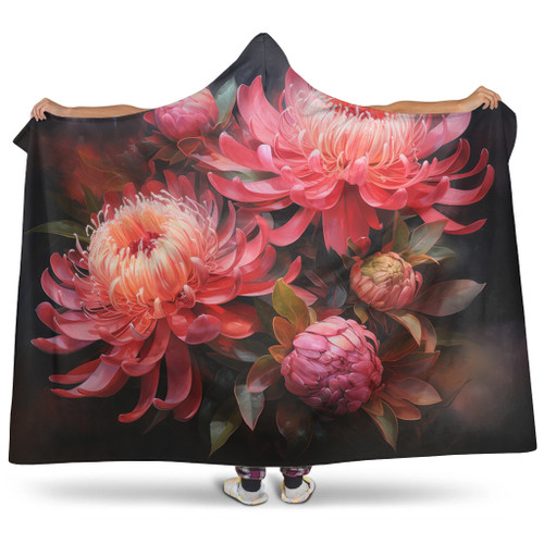 Australia Waratah Hooded Blanket - Waratah Oil Painting Abstract Ver1 Hooded Blanket Australia Waratah Hooded Blanket - Waratah Oil Painting Abstract Ver1 Hooded Blanket