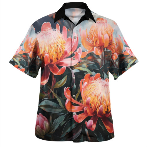 Australia Waratah Hawaiian Shirt - Waratah Oil Painting Abstract Ver2 Hawaiian Shirt