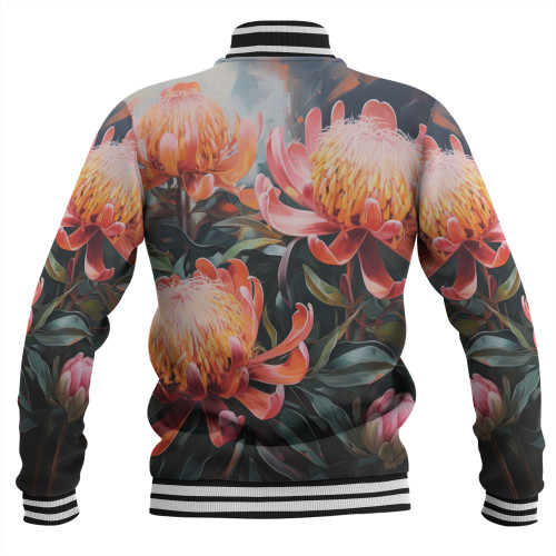 Australia Waratah Baseball Jacket - Waratah Oil Painting Abstract Ver2 Baseball Jacket