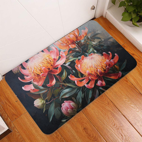 Australia Waratah Door Mat - Waratah Oil Painting Abstract Ver2 Door Mat Australia Waratah Door Mat - Waratah Oil Painting Abstract Ver2 Door Mat