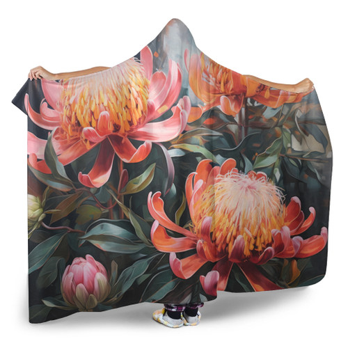 Australia Waratah Hooded Blanket - Waratah Oil Painting Abstract Ver2 Hooded Blanket Australia Waratah Hooded Blanket - Waratah Oil Painting Abstract Ver2 Hooded Blanket
