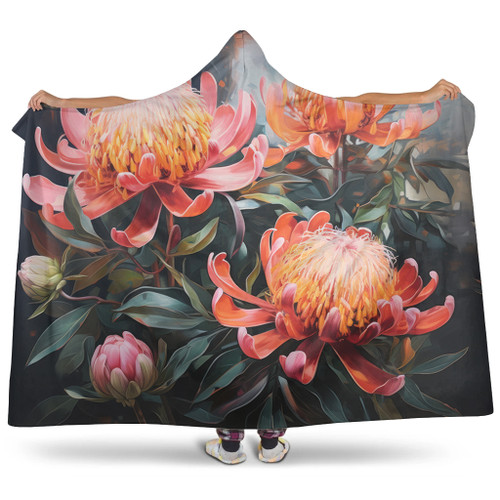 Australia Waratah Hooded Blanket - Waratah Oil Painting Abstract Ver2 Hooded Blanket Australia Waratah Hooded Blanket - Waratah Oil Painting Abstract Ver2 Hooded Blanket