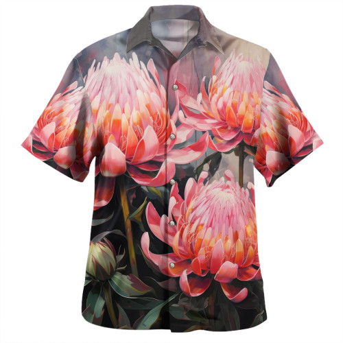 Australia Waratah Hawaiian Shirt - Waratah Oil Painting Abstract Ver3 Hawaiian Shirt