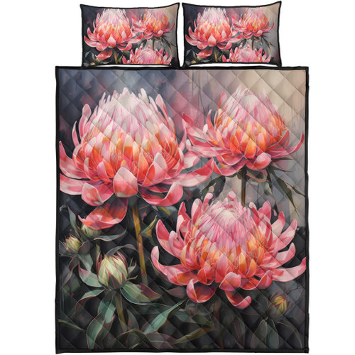Australia Waratah Quilt Bed Set - Waratah Oil Painting Abstract Ver3 Quilt Bed Set Australia Waratah Quilt Bed Set - Waratah Oil Painting Abstract Ver3 Quilt Bed Set