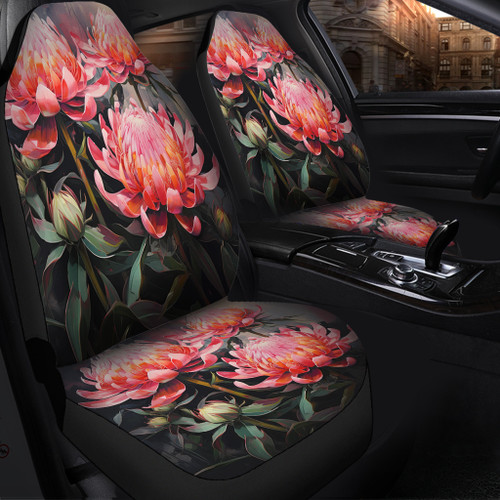 Australia Waratah Car Seat Covers - Waratah Oil Painting Abstract Ver3 Car Seat Covers