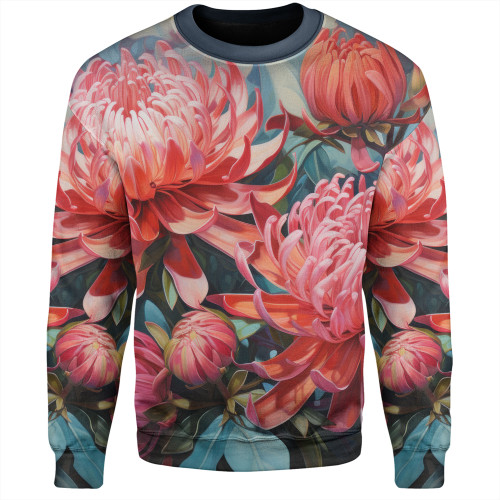 Australia Waratah Sweatshirt - Waratah Oil Painting Abstract Ver4 Sweatshirt