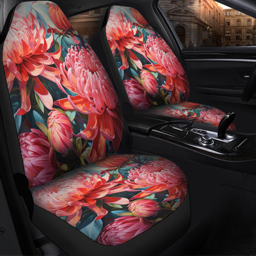 Australia Waratah Car Seat Covers - Waratah Oil Painting Abstract Ver4 Car Seat Covers