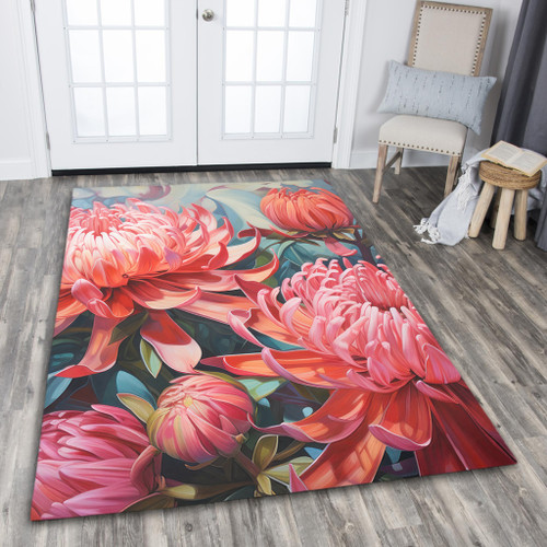 Australia Waratah Area Rug - Waratah Oil Painting Abstract Ver4 Area Rug Australia Waratah Area Rug - Waratah Oil Painting Abstract Ver4 Area Rug