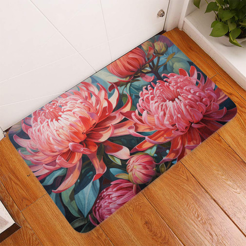 Australia Waratah Door Mat - Waratah Oil Painting Abstract Ver4 Door Mat Australia Waratah Door Mat - Waratah Oil Painting Abstract Ver4 Door Mat