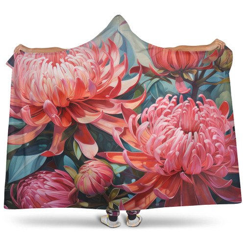 Australia Waratah Hooded Blanket - Waratah Oil Painting Abstract Ver4 Hooded Blanket Australia Waratah Hooded Blanket - Waratah Oil Painting Abstract Ver4 Hooded Blanket
