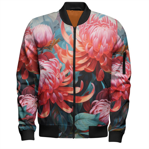 Australia Waratah Bomber Jacket - Waratah Oil Painting Abstract Ver5 Bomber Jacket