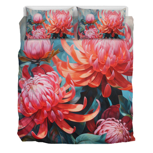 Australia Waratah Bedding Set - Waratah Oil Painting Abstract Ver5 Bedding Set Australia Waratah Bedding Set - Waratah Oil Painting Abstract Ver5 Bedding Set
