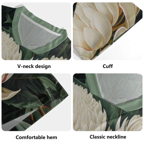 Copy of Australia Waratah Rugby Jersey - White Waratah Flowers Fine Art Ver2 Rugby Jersey