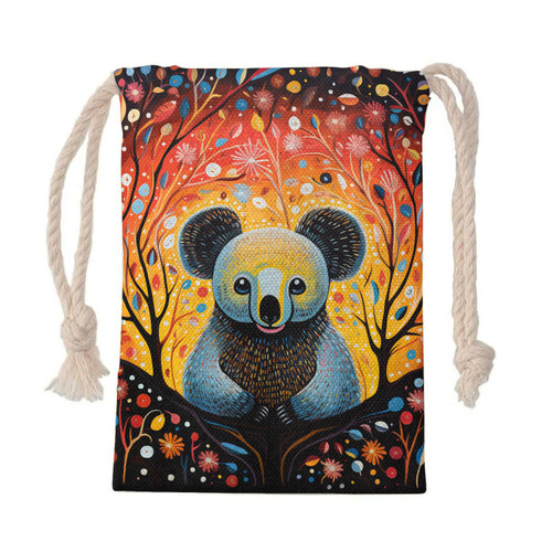 Australia Koala Drawstring Bag - Aboriginal Koala With Flowers Drawstring Bag Australia Koala Drawstring Bag - Aboriginal Koala With Flowers Drawstring Bag