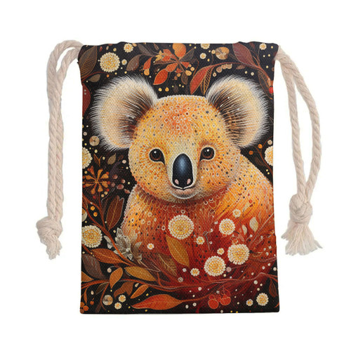 Australia Koala Drawstring Bag - Aboriginal Koala With Golden Wattle Flowers Drawstring Bag Australia Koala Drawstring Bag - Aboriginal Koala With Golden Wattle Flowers Drawstring Bag