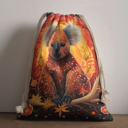 Australia Koala Drawstring Bag - Dreaming Art Koala Aboriginal Inspired Drawstring Bag Australia Koala Drawstring Bag - Dreaming Art Koala Aboriginal Inspired Drawstring Bag