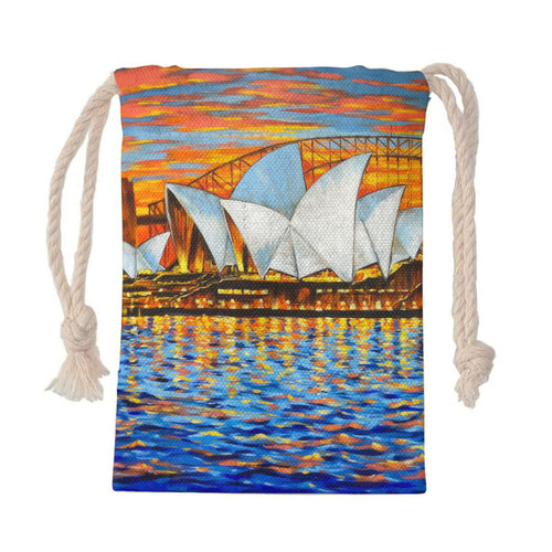 Australia Travelling Drawstring Bag - Sydney Opera House Oil Painting Art Drawstring Bag