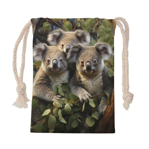 Australia Koala Drawstring Bag - Three Koalas with Gum Trees Ver1 Drawstring Bag Australia Koala Drawstring Bag - Three Koalas with Gum Trees Ver1 Drawstring Bag